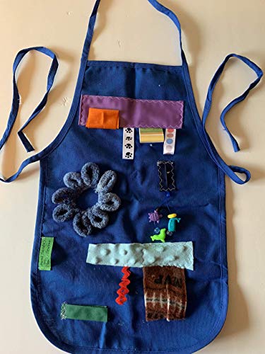 Adult Fidget Apron, tactile apron, various fidgets and ribbons, zipper, washable