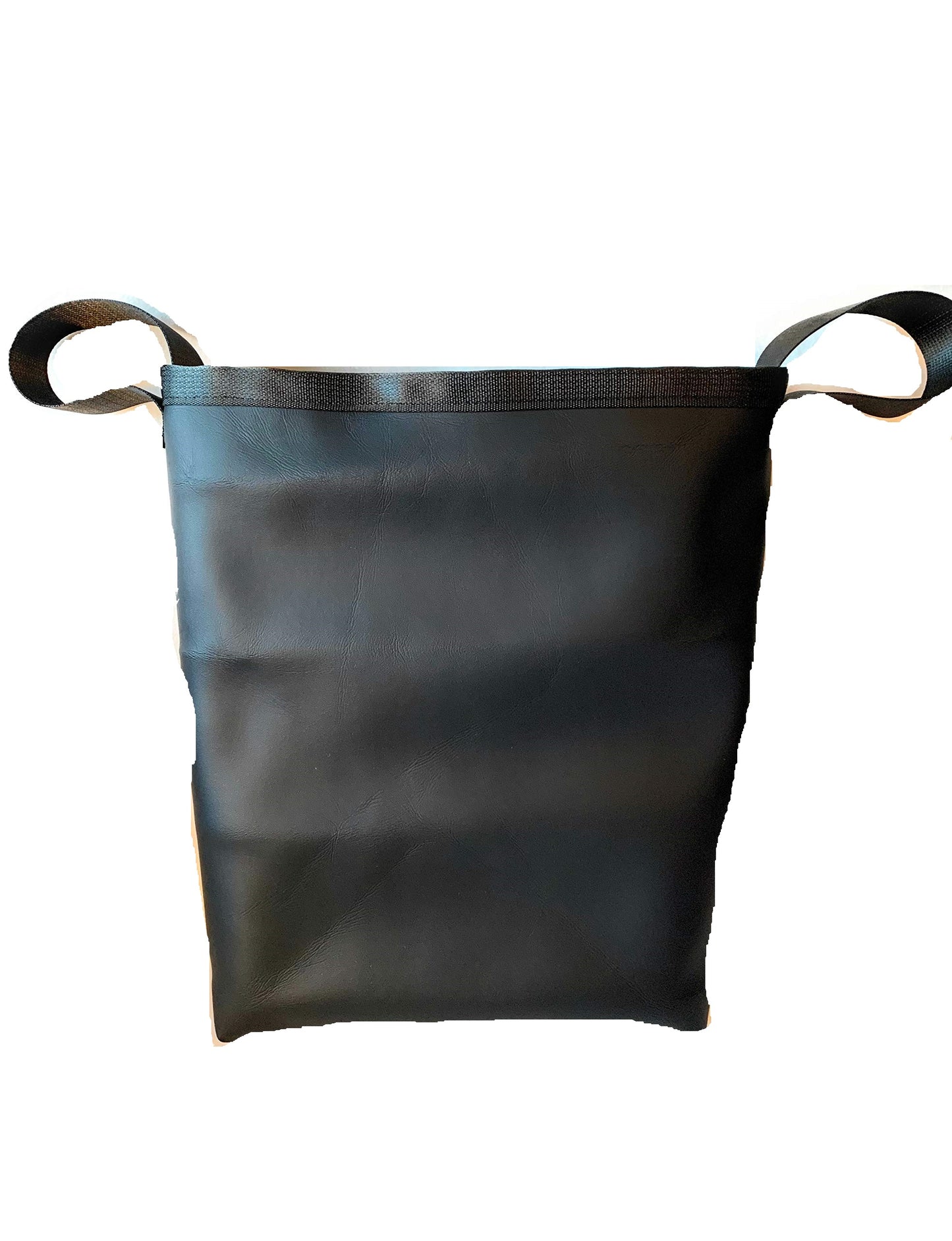 Wheelchair bag, wheelchair tote in faux leather and seat belt straps