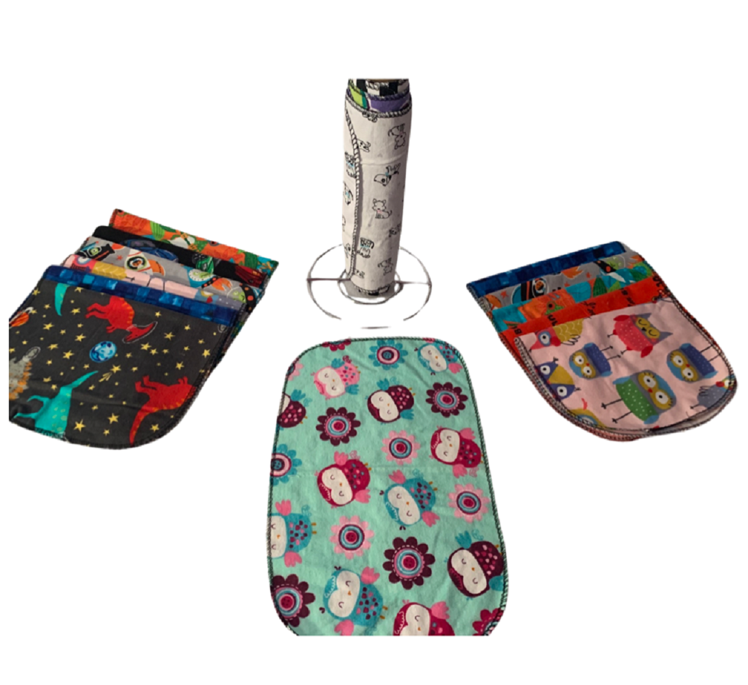 Reusable Paperless Cloth Towels, Eco Friendly Kitchen Wipes, Paper Towel replacement, Flannel Towels, Zero Waste, Washable, Various Patterns