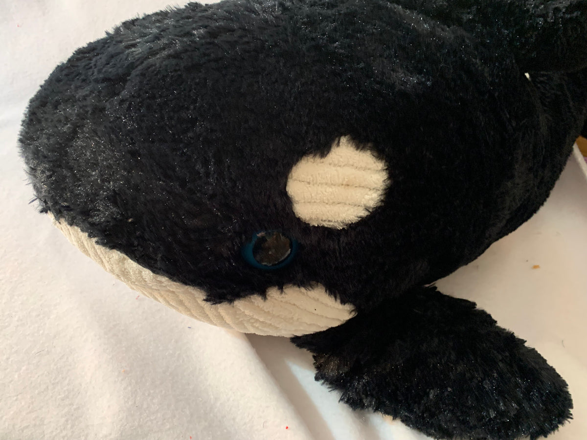 Weighted stuffed animal, Jumbo Orca Whale, with 12 or 20 lbs, large washable plush buddy, shamu fish