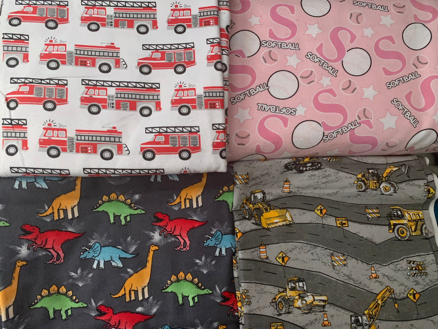 Custom twin weighted blanket for child or adult in girls softball, construction tractors, fire trucks, trains, 8-15 lbs