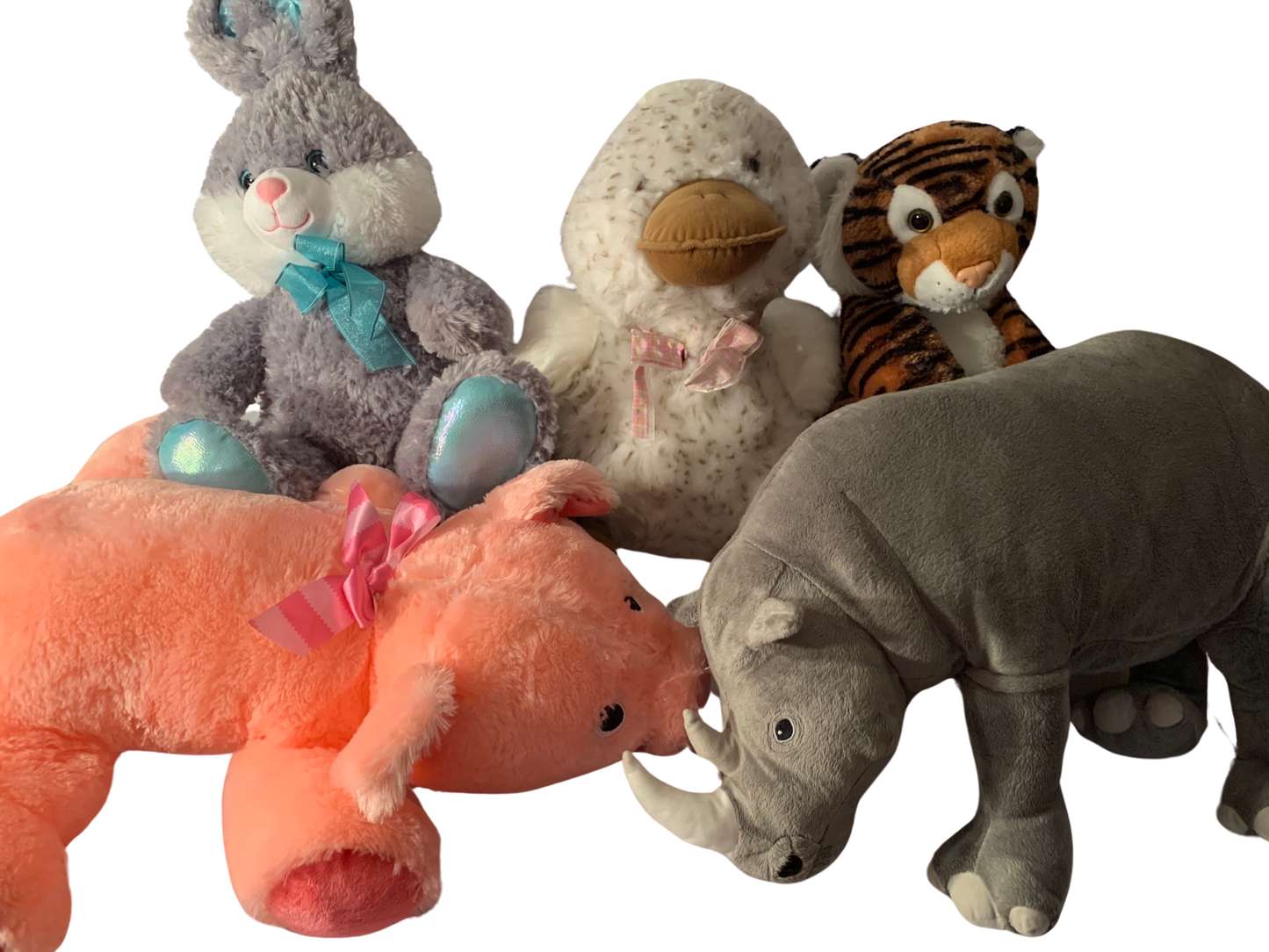 Jumbo Weighted stuffed animal, jumbo tiger, rhino, bear, pig, bunny or dcuk, with 12 lbs, washable plush buddy