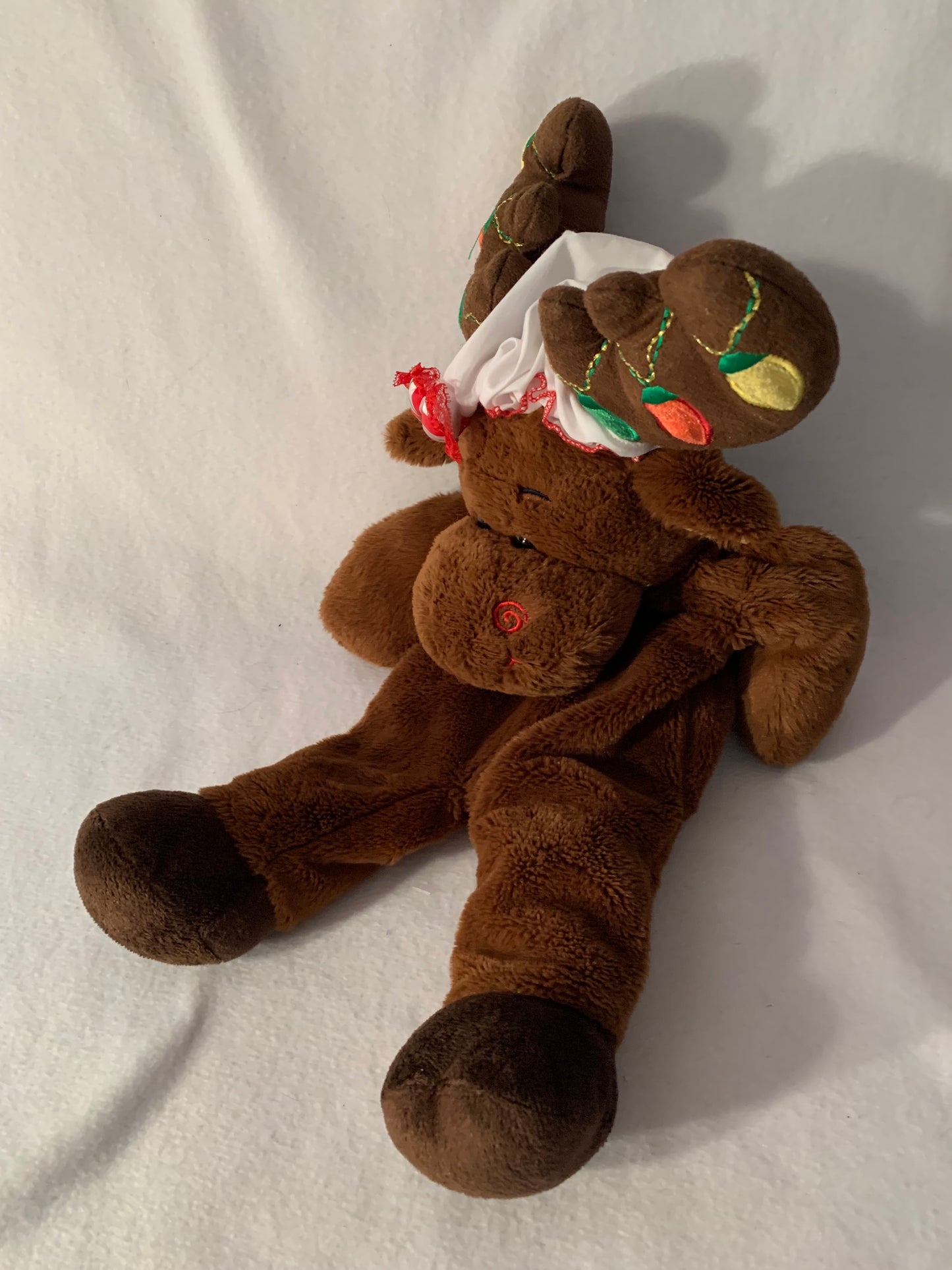 Weighted stuffed animal, moose or gingerbread girl with 4 lbs, washable plush, Christmas buddies