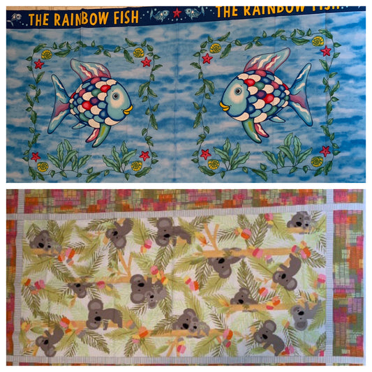 Small Weighted Blanket with Koala or Rainbow Fish, 4 lbs, sleep aide, washable, autism