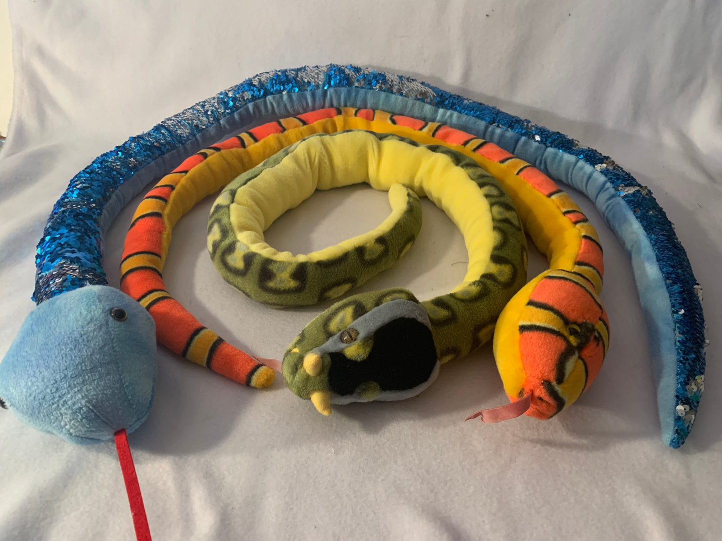 Weighted Stuffed Animal, Plush Snake with 3 lbs, long weighted buddy, washable, various colors and patterns, Cobra, Boa Constictor, Python, Corn, Garter, Albino