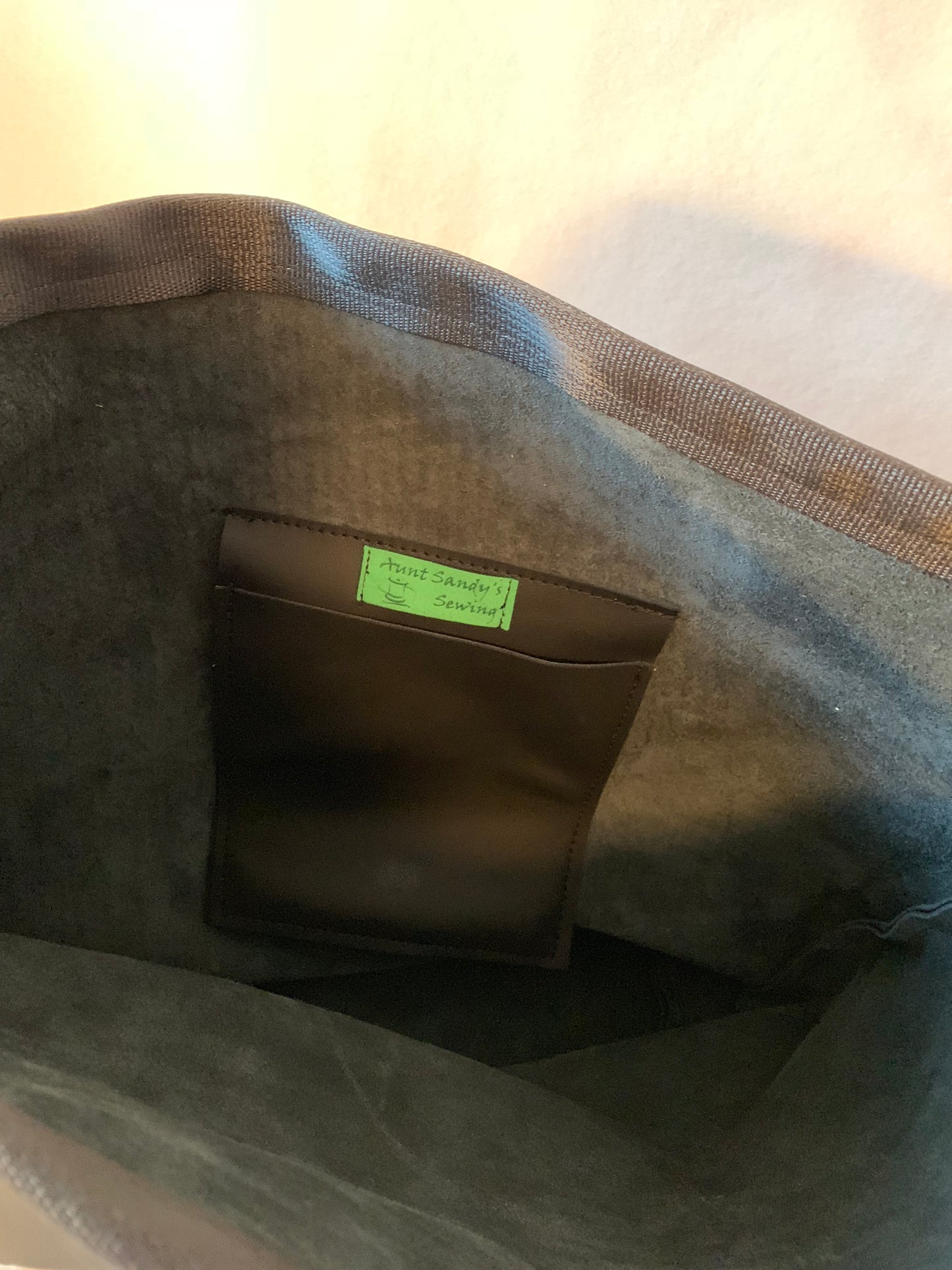 Wheelchair bag, wheelchair tote in faux leather and seat belt straps