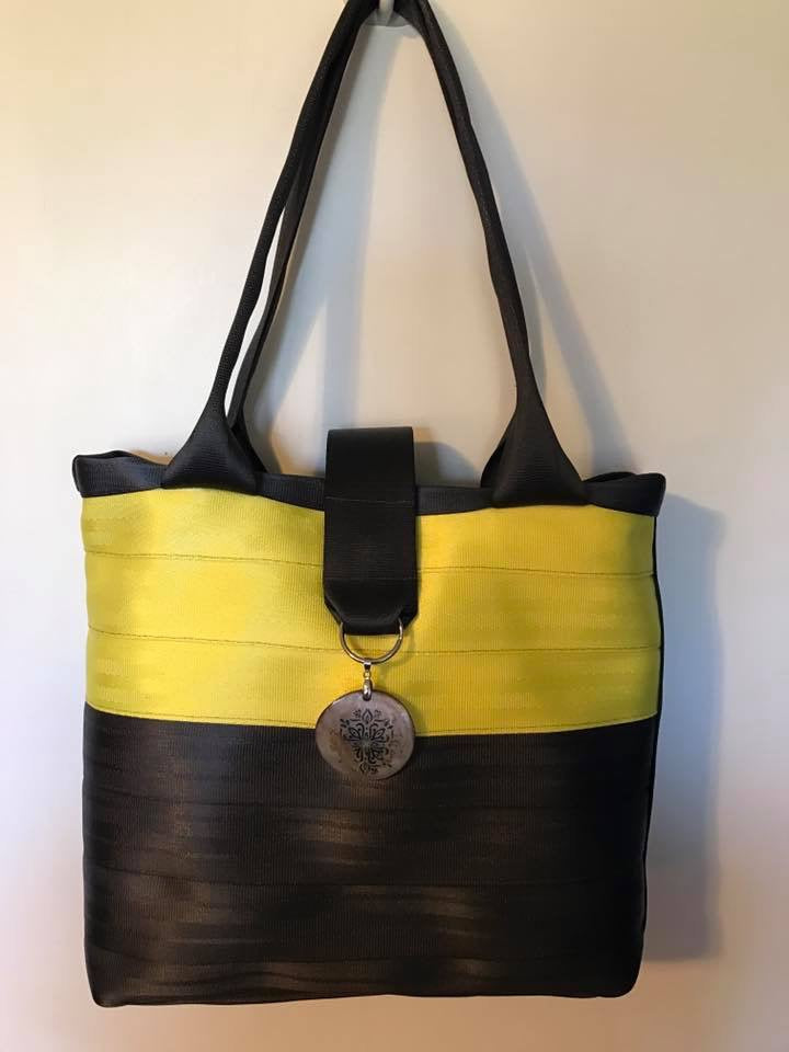 Custom Seat Belt purse, large panel style in various colors, seatbelt handbag, washable