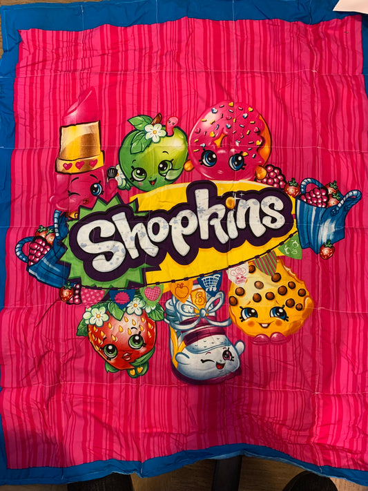 Weighted Throw Blanket in Shopkins with 5 lbs, child lap blanket, sleep aide, washable, autism