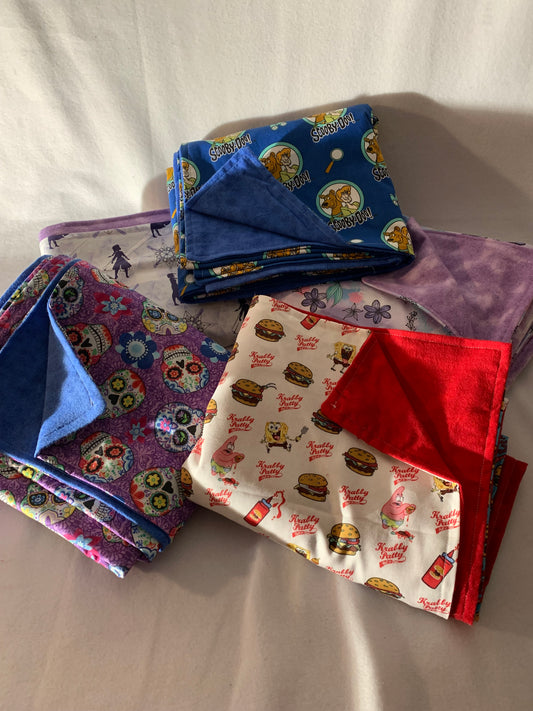 Custom double sided blanket, lap or twin, choose your pattern or characters, Cotton top, flannel bottom, washable, kids, adults, washable