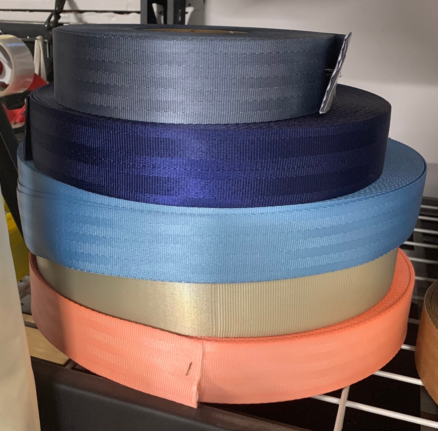 SEAT BELT WEBBING, 5, 10 or 20 yards in various colors, seatbelt strapping, diy craft projects, purse handbags