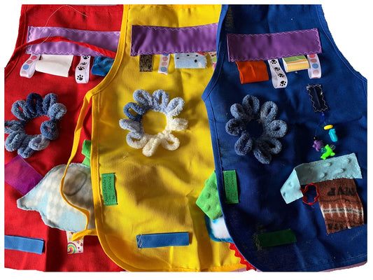 Child Fidget Apron for sensory fun, stimulation apron, tactile, washable