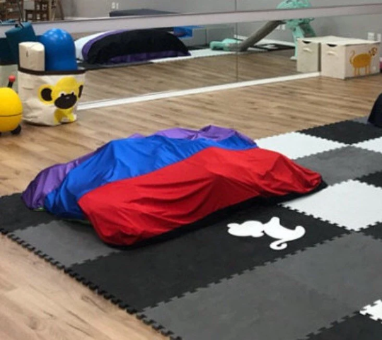 Lycra Crash Pad, spandex mat with zipper and handles, autism sensory toy