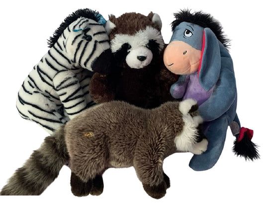 Weighted stuffed animal - donkey or raccoon with 3 lbs, washable plush buddy