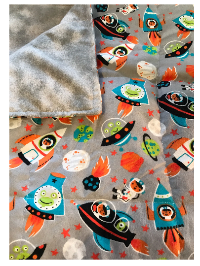 Weighted Lap Blanket Spaceships, 7.5 lbs, sleep aide, washable, autism, planets, aliens, astronauts SALE!!