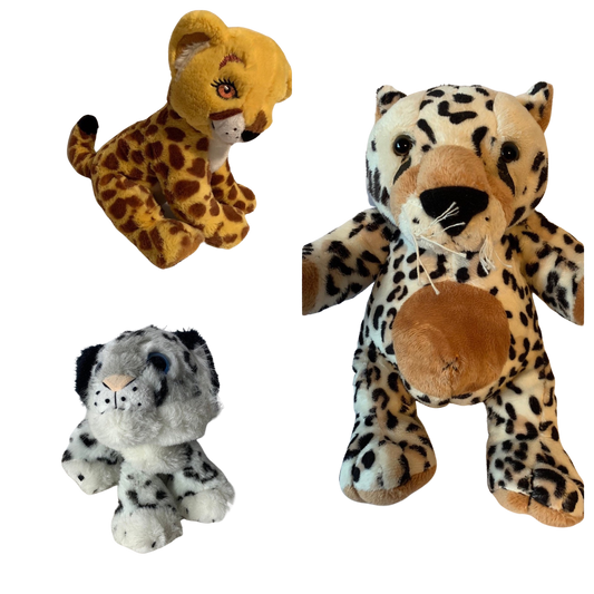Weighted stuffed animal, Cats, 2 1/2 lbs, washable sensory plush , leopard, cheetah, jungle cats, washable buddy