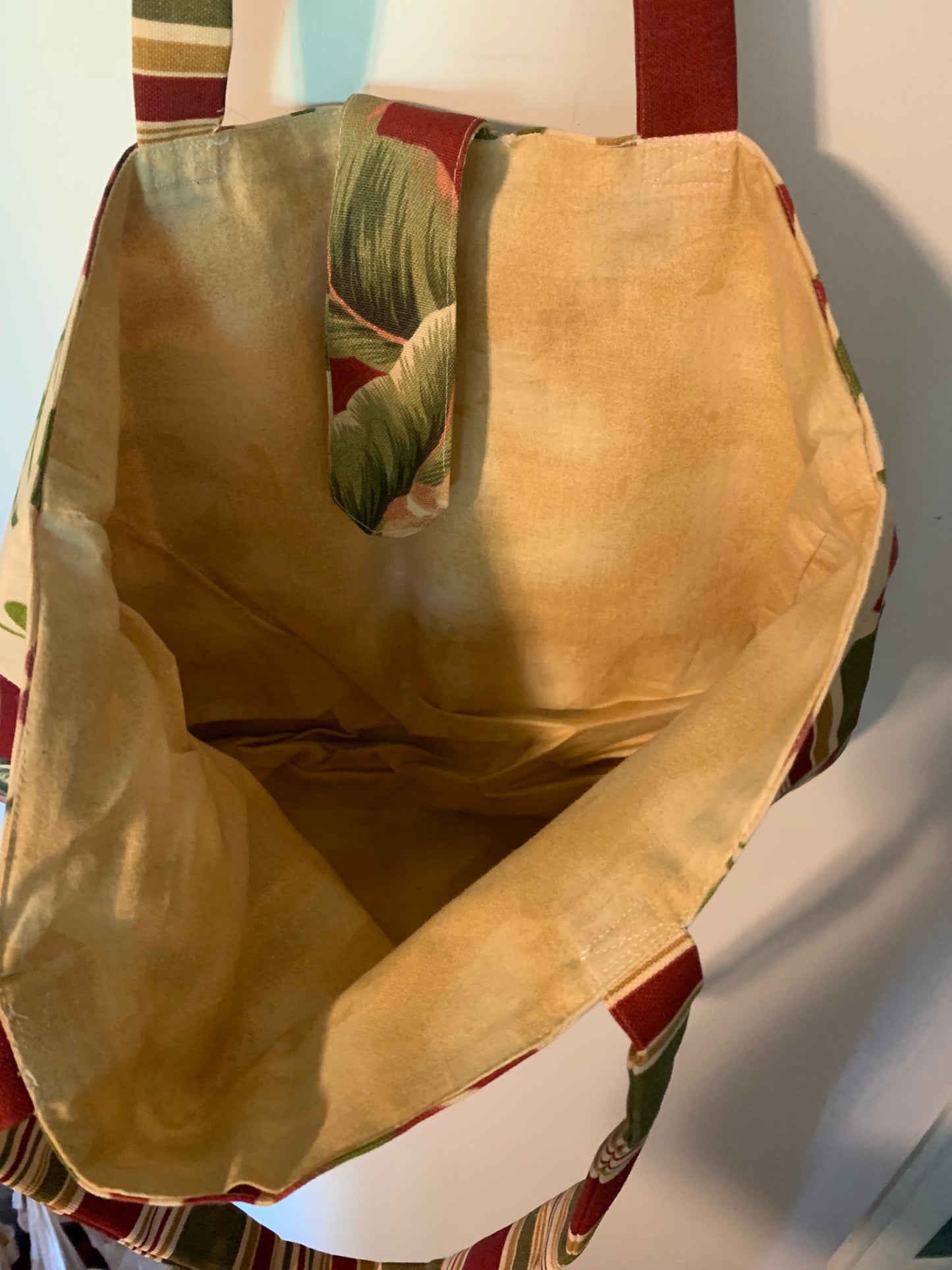 Printed Tote Bag, medium sized, Washable, stripes, flowers, handbag