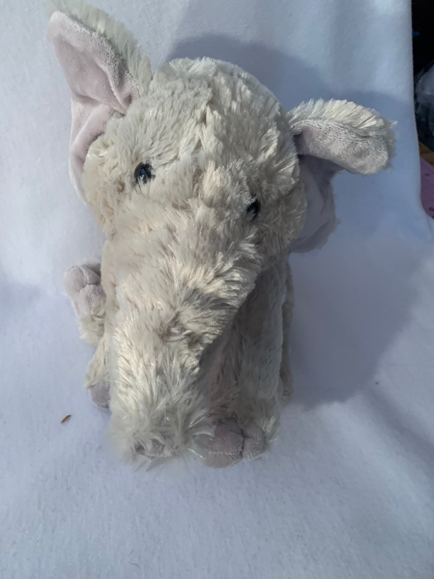 Weighted stuffed animal, elephant or dog 3 lbs, washable plush buddy, tri colored, tan, purple, grey