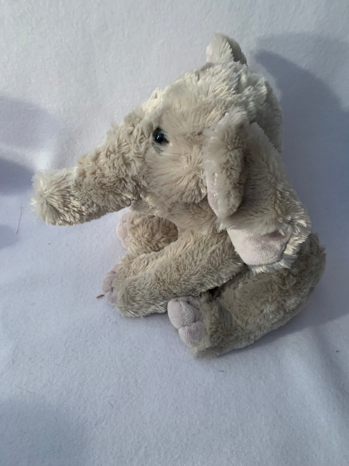 Weighted stuffed animal, elephant or dog 3 lbs, washable plush buddy, tri colored, tan, purple, grey