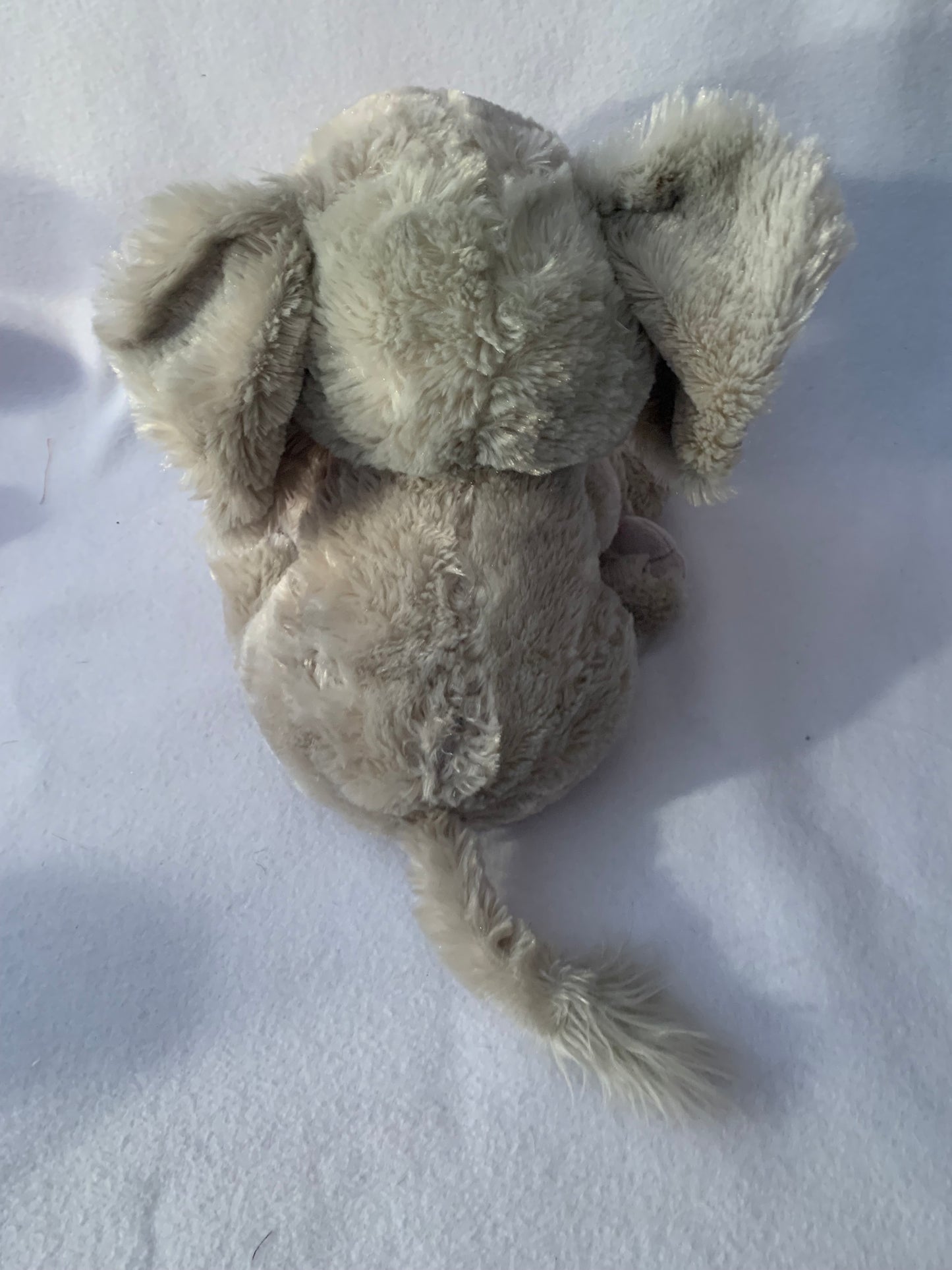 Weighted stuffed animal, elephant or dog 3 lbs, washable plush buddy, tri colored, tan, purple, grey