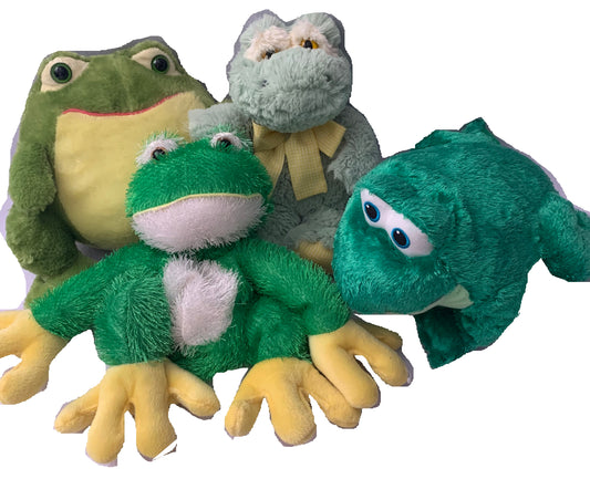 Weighted stuffed animal, frog with 3 lbs, washable plush buddy, various patterns, autism toy