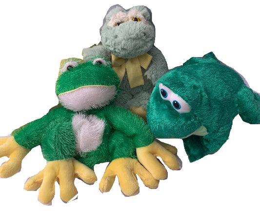 Weighted stuffed animal, frog with 3 lbs, washable plush buddy, various patterns, autism toy