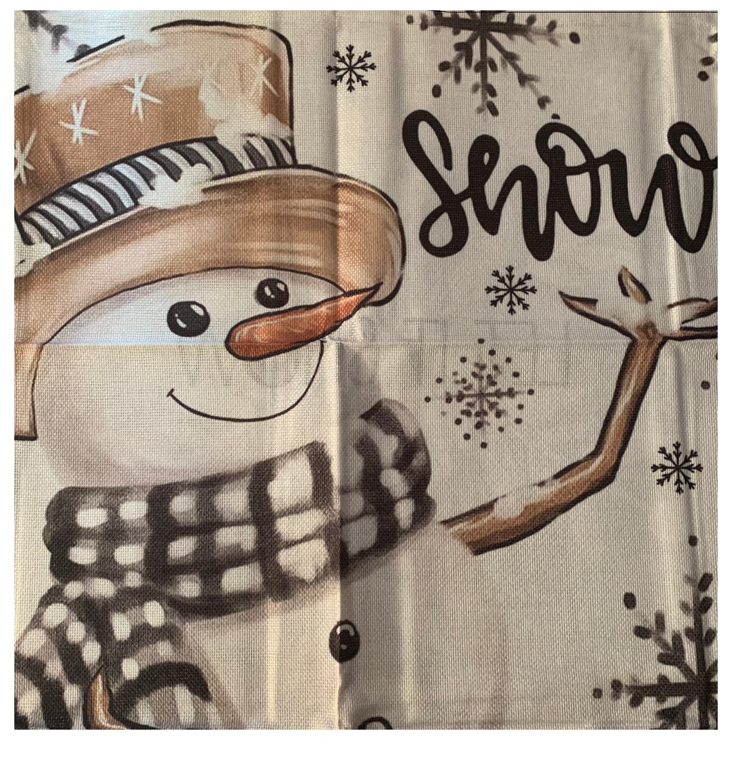 Winter Christmas Themed Tote Bag, cotton linen, Xmas Holiday Shopping Bag with Handles, large sized, reusable grocery bag, seatbelt straps, truck, wreath, sandta, snowman, reindeer, snowflake