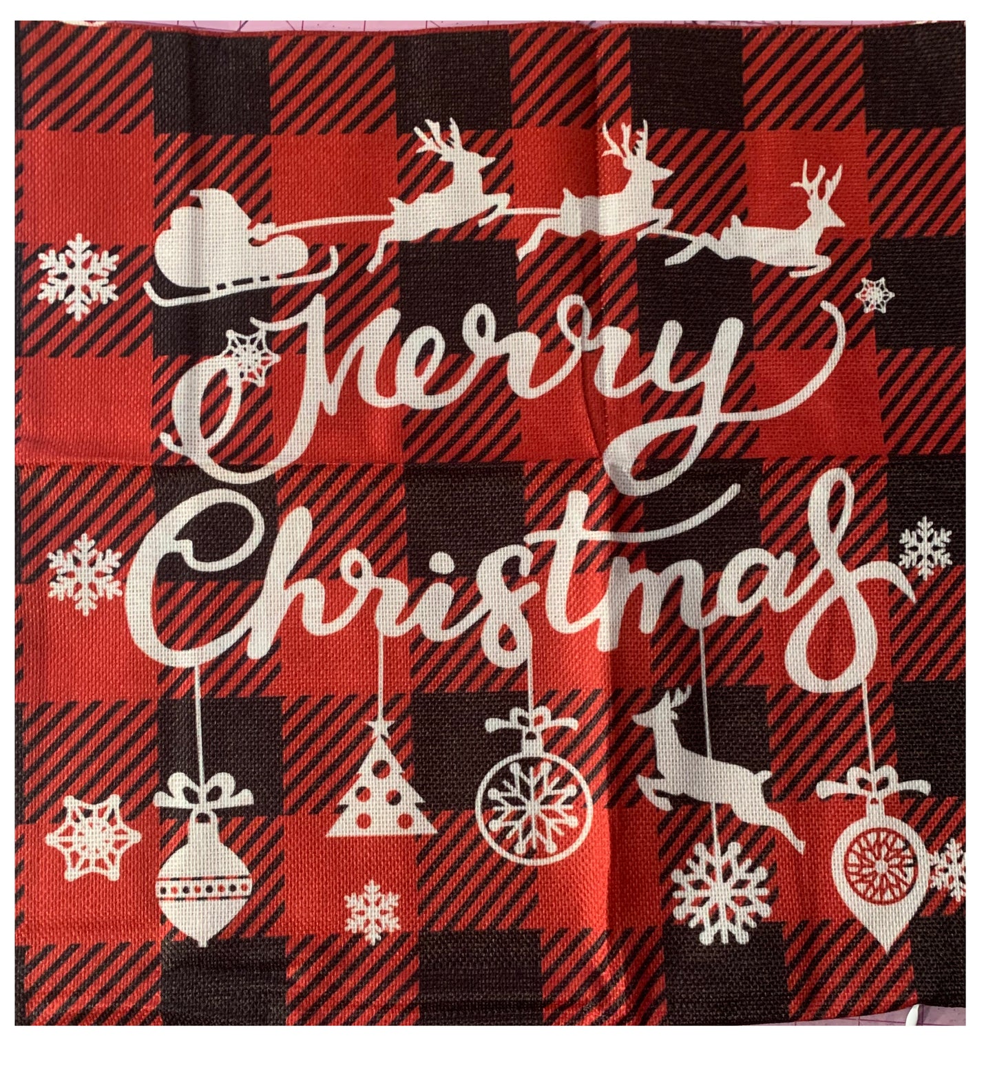 Winter Christmas Themed Tote Bag, cotton linen, Xmas Holiday Shopping Bag with Handles, large sized, reusable grocery bag, seatbelt straps