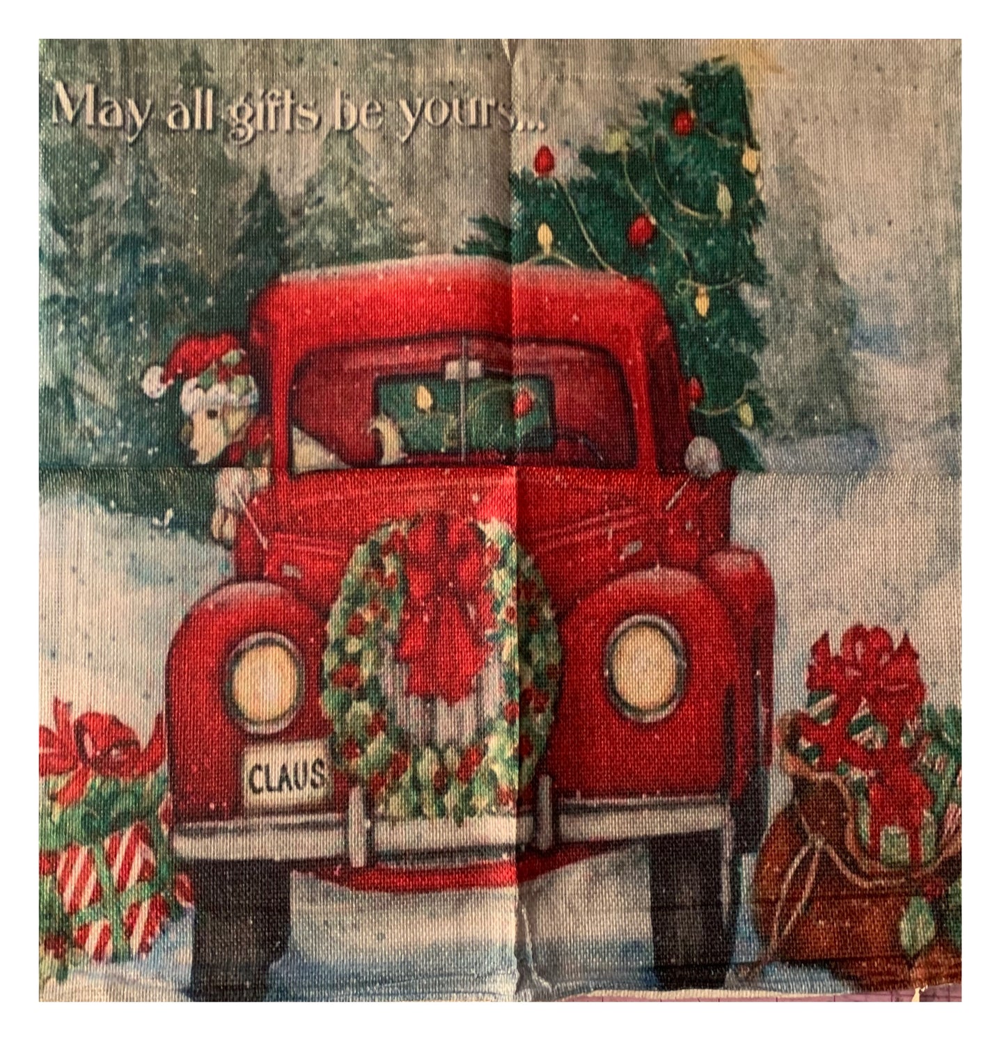 Winter Christmas Themed Tote Bag, cotton linen, Xmas Holiday Shopping Bag with Handles, large sized, reusable grocery bag, seatbelt straps