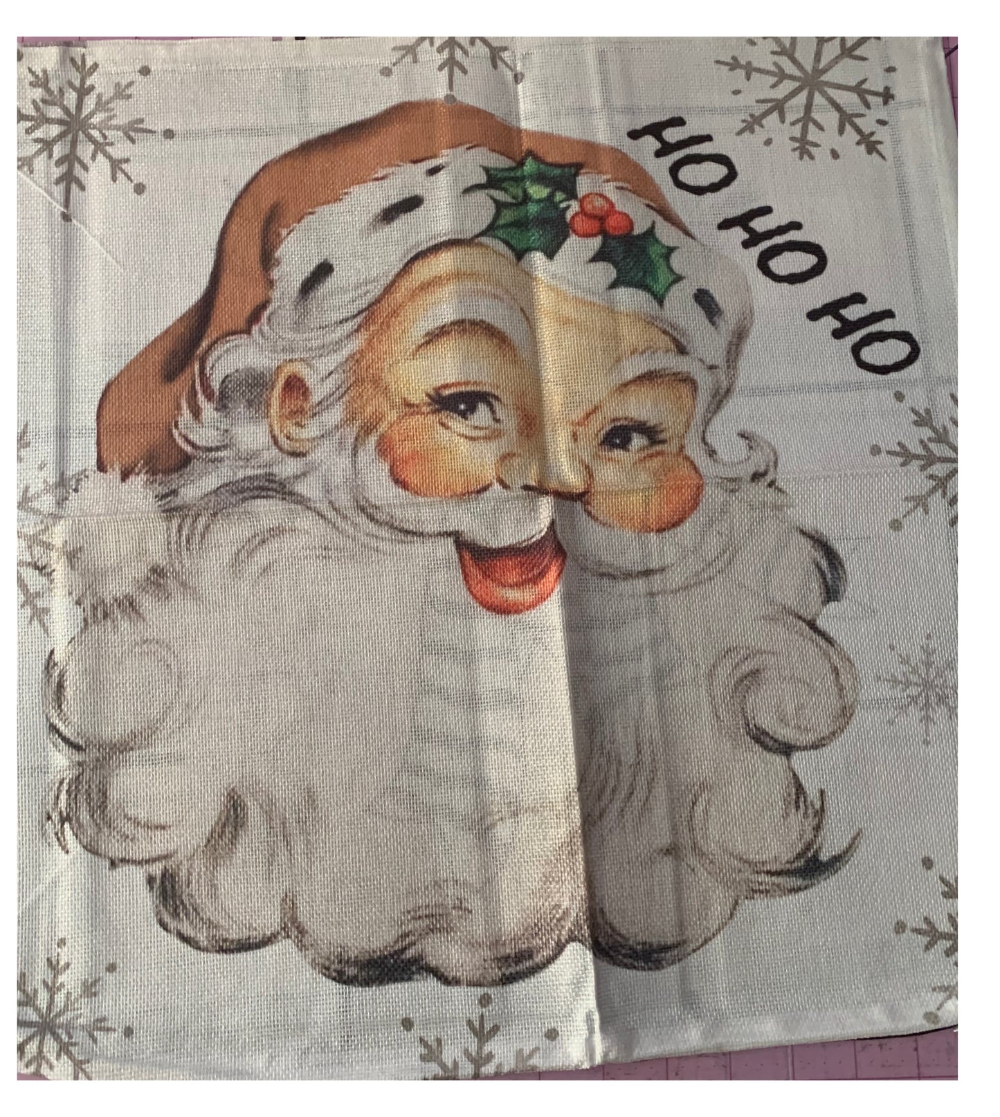 Winter Christmas Themed Tote Bag, cotton linen, Xmas Holiday Shopping Bag with Handles, large sized, reusable grocery bag, seatbelt straps, truck, wreath, sandta, snowman, reindeer, snowflake
