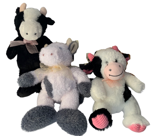 Weighted stuffed animal - cow plush with 3 lbs, washable plush buddy, farm, barn