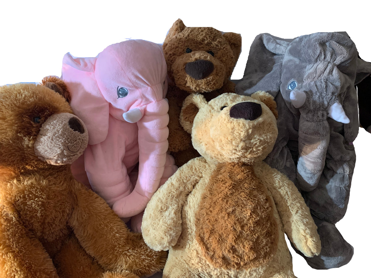 Weighted stuffed animal, jumbo elephant, bear or dog, choose 15 or 20 lbs, large plush buddy, washable