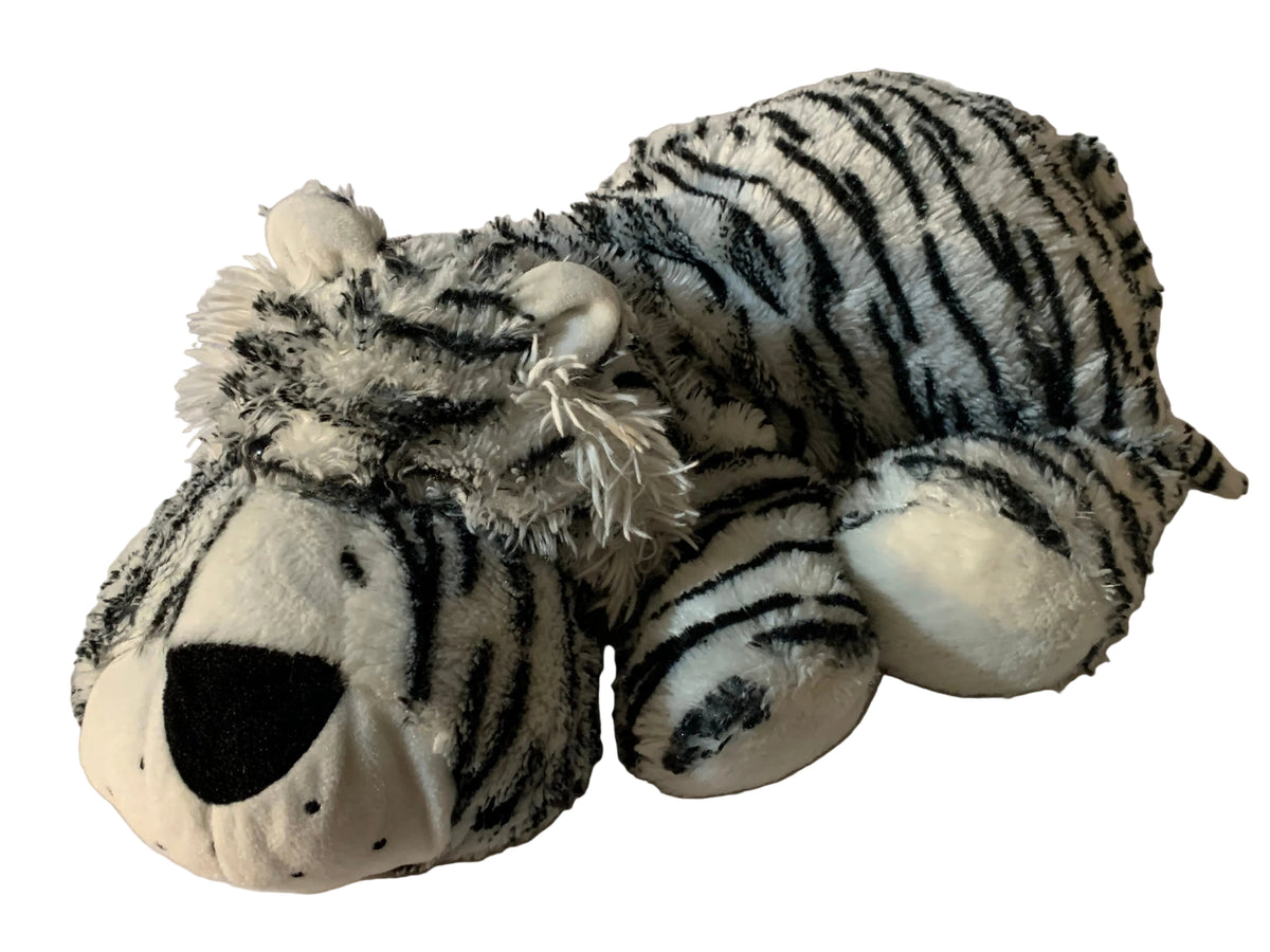 Jumbo WEIGHTED STUFFED ANIMAL, large white tiger, raccoon or dog sensory toy, with 15 lbs, washable