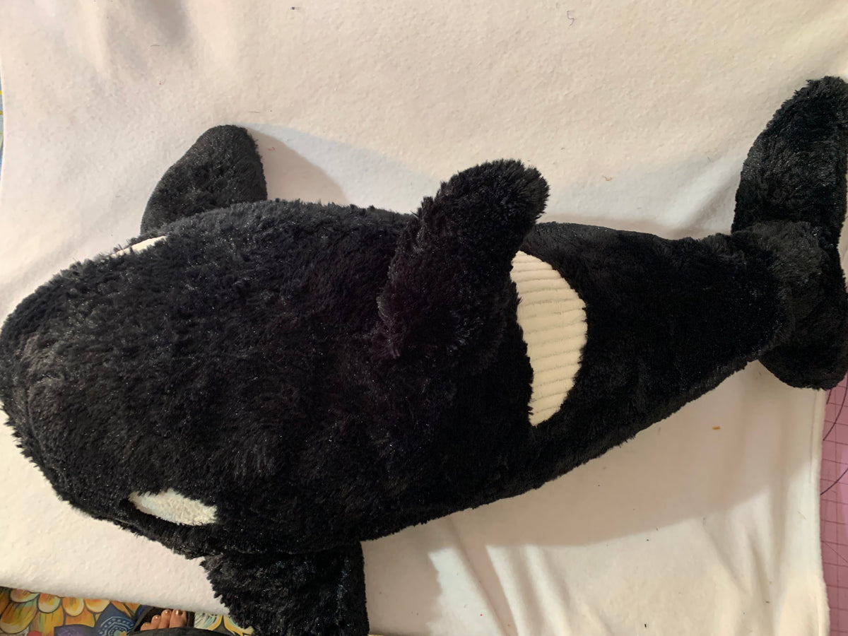 Weighted stuffed animal, Jumbo Orca Whale, with 12 or 20 lbs, large washable plush buddy, shamu fish