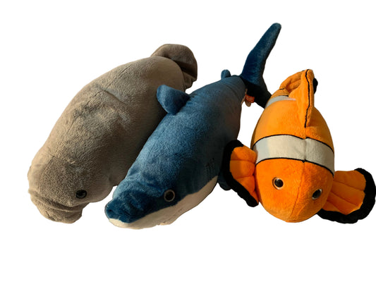 Large Weighted stuffed animal, manatee, shark or clown fish with 4-6 lbs, washable, plush weighted buddy, AUTISM PLUSH FISH