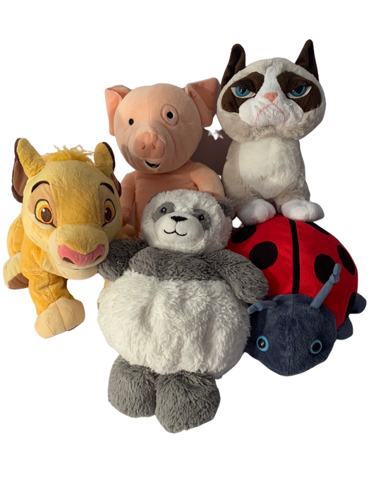 Weighted stuffed animal - lady bug, grumpy cat, pig, panda bear or lion with 3 lbs, washable plush buddy, autism sensory toy