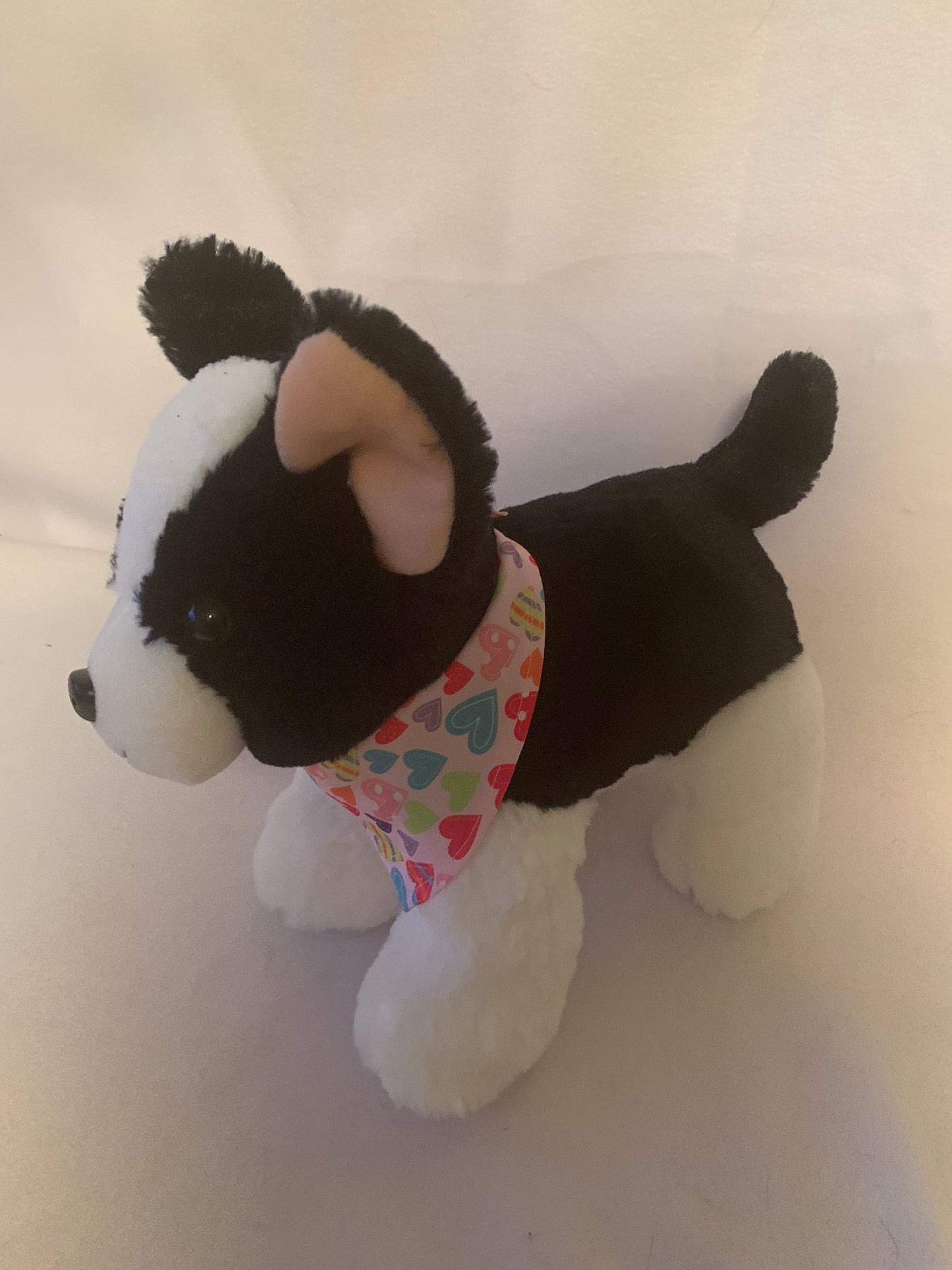 Weighted stuffed animal, dog with 4 lbs, plush puppy buddy, husky, chocolate lab, black and white, hearts