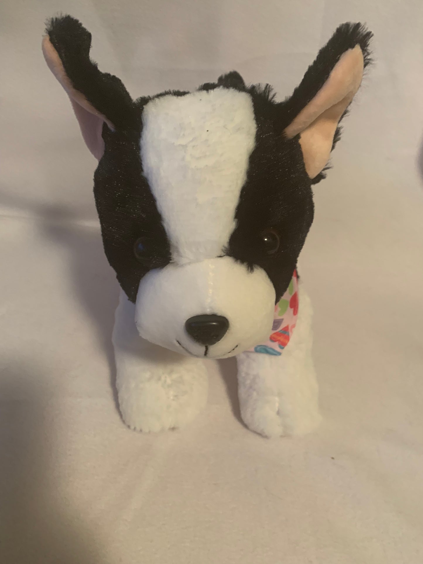 Weighted stuffed animal, dog with 4 lbs, plush puppy buddy, husky, chocolate lab, black and white, hearts
