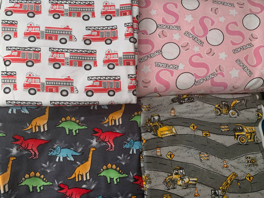 Custom twin weighted blanket for child or adult in dinosaurs, girls softball, construction tractors, firetrucks, 6-15 lbs