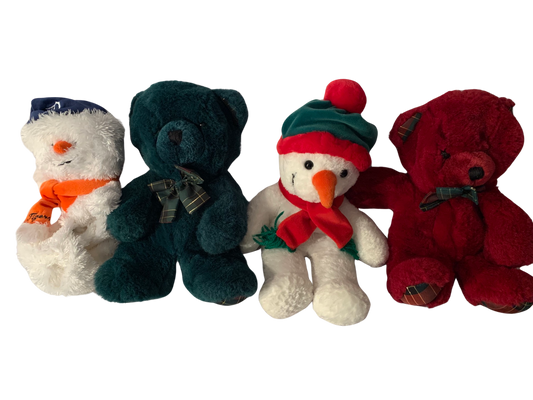 Weighted stuffed animal, snowman or teddy bear with 2-3 lbs, washable plush, Christmas buddies