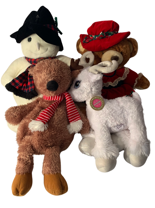 Weighted stuffed animal, snowman or girl bear with 10 lbs, reindeer or dancer with 4 lbs, washable plush, Christmas buddies
