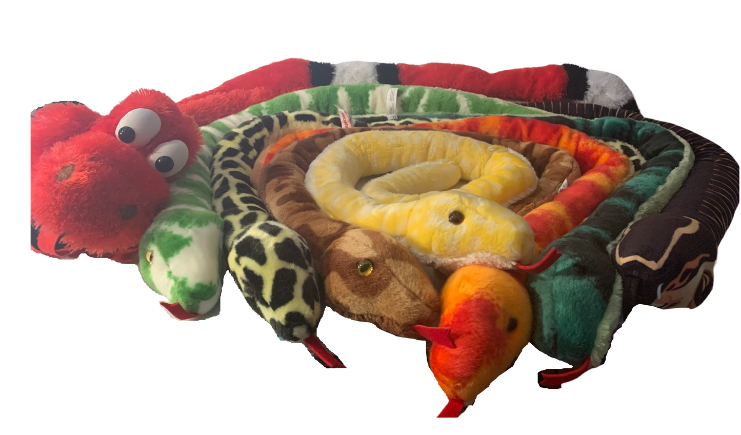 Weighted Stuffed Animal, Plush Snake with 4 lbs, long weighted buddy, washable, various colors and patterns, Cobra, Boa Constictor, Python, Corn, Garter, Albino