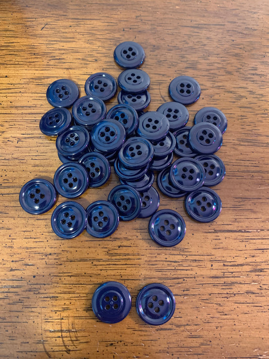 Navy Blue Buttons 5/8" with 4 holes - lot of 40