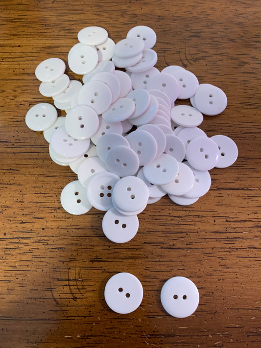 White Buttons 5/8" with 2 holes - SET OF 40