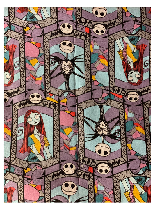 Nightmare before Christmas Adult Weighted Blanket Twin with Jack and Sally in 10-20 lbs, Washable, Skulls, Cotton/Flannel, Grey Flannel Backing, 42" x 70"