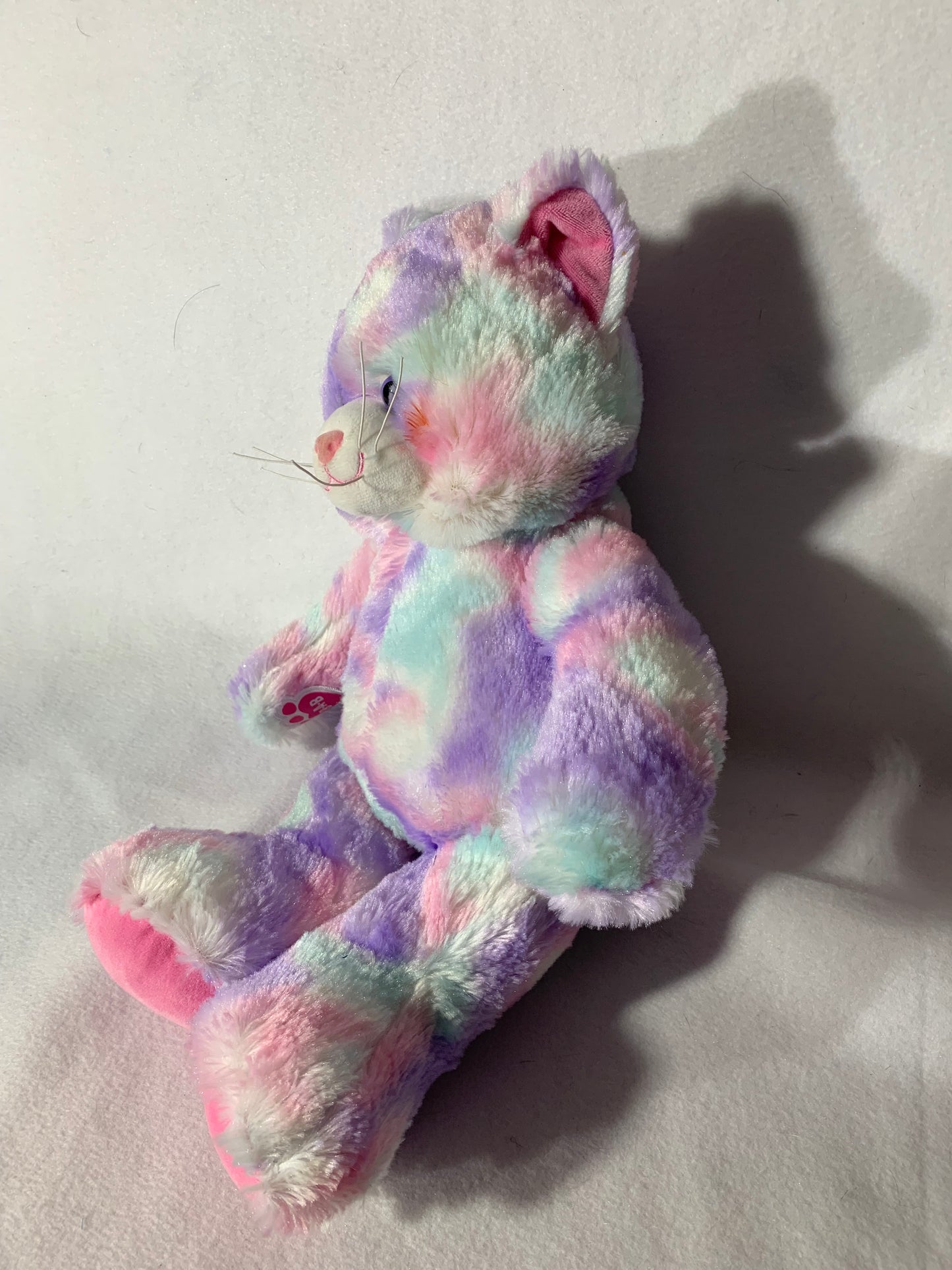 Weighted stuffed animal, Large plush cat with 4 lbs, rainbow, grey, beige kitten, washable buddy, orange stripe, Aunt Sandy's Sewing, autism sensory toy