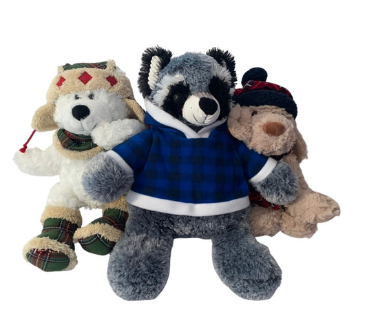 Weighted stuffed animal, dog, raccoon or polar bear sensory plush with 5 lbs, large plush puppy, washable plush buddy, winter