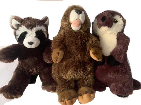 Weighted stuffed animal - Beaver or Raccoon with 3 lbs, washable plush buddy, plush autism toy