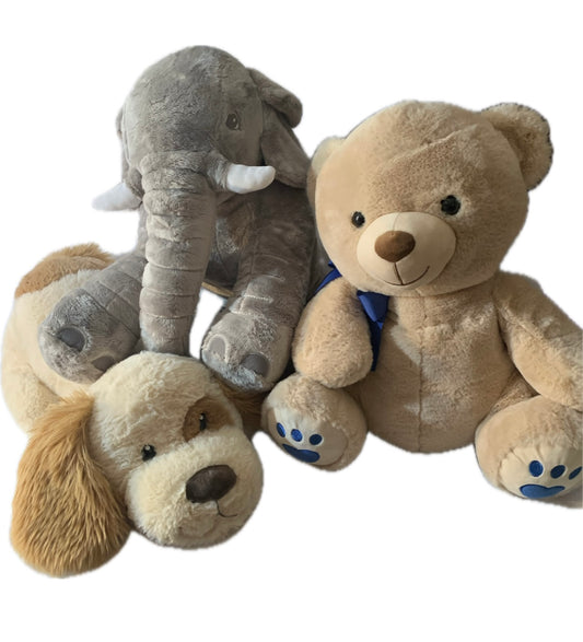 Weighted stuffed animal, jumbo elephant, bear or dog, choose 15 or 20 lbs, large plush buddy, washable