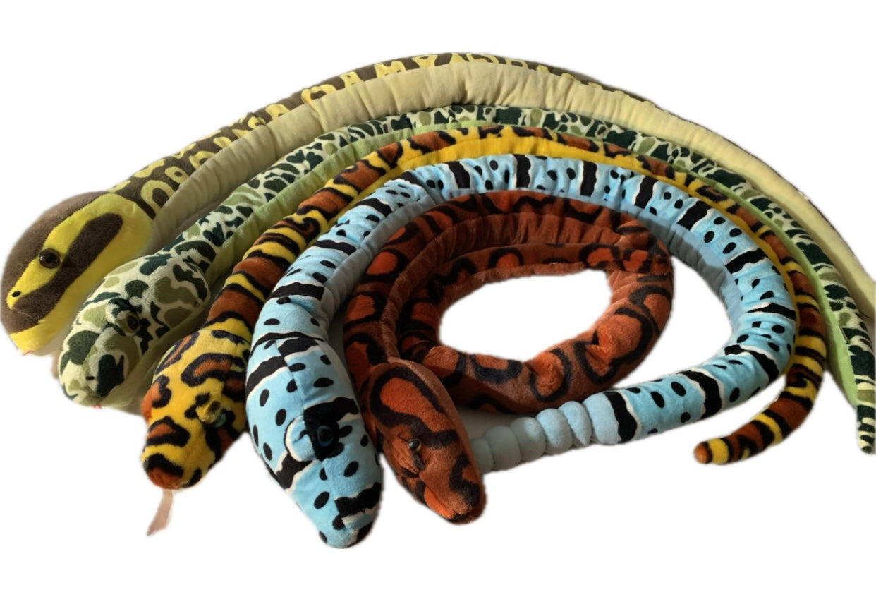 Weighted Stuffed Animal, Plush Snake with 2-3 lbs, long weighted buddy, washable, various colors and patterns, Cobra, Boa Constictor, Python, Corn, Garter, Albino