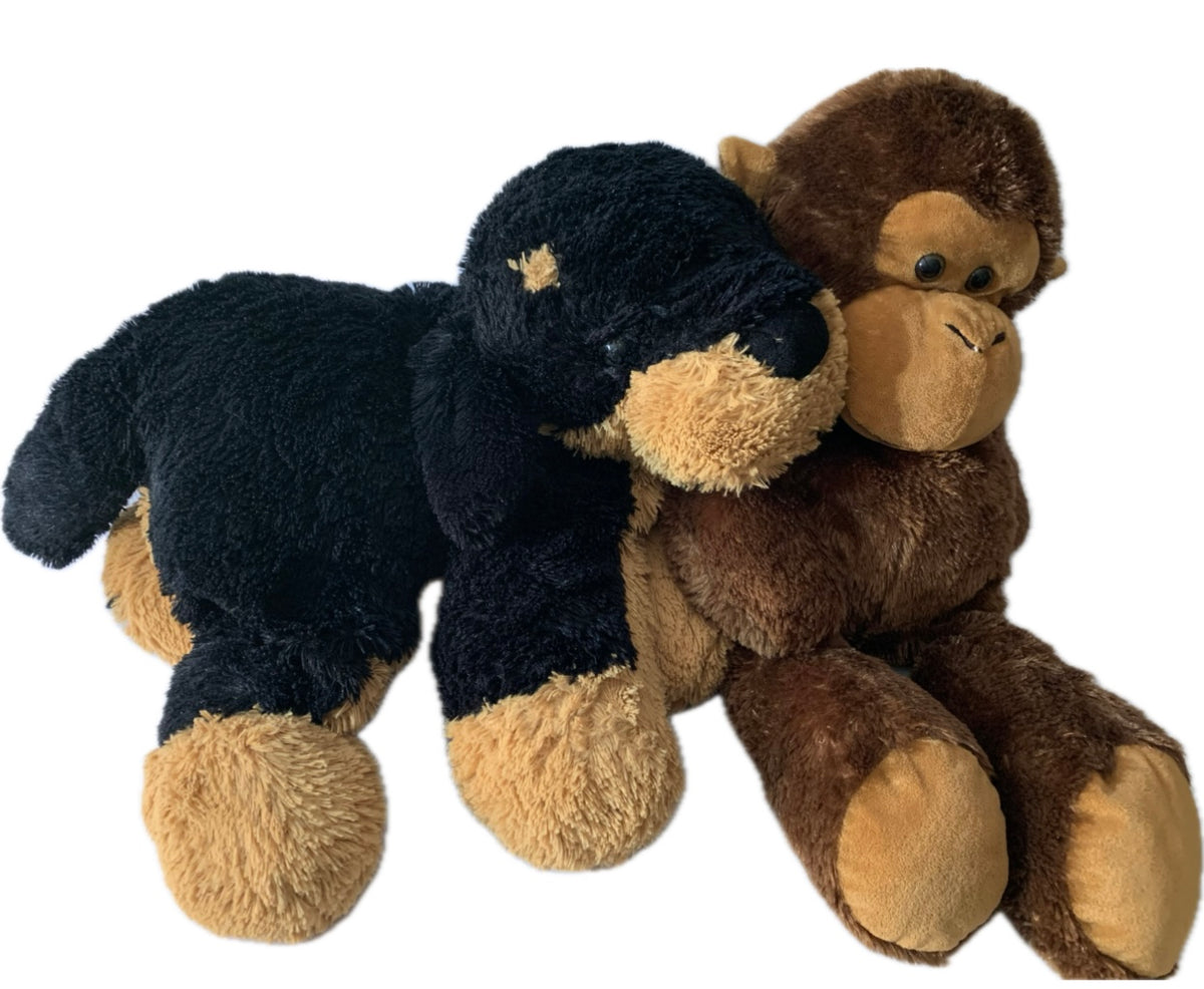 Weighted stuffed animal, Jumbo dog or Monkey with 20 lbs, washable plush buddy extra large sleep aide